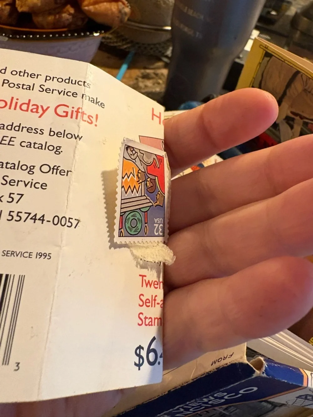 Vintage US Postal Service Holiday Stamps - Red & Blue Bird Design
